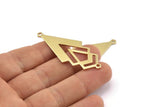 Brass Triangle Charm, 6 Raw Brass Diamond Charms With 2 Loops (51x22x1mm) M01155