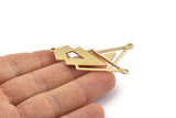 Brass Triangle Charm, 6 Raw Brass Diamond Charms With 2 Loops (51x22x1mm) M01154