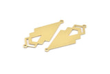 Brass Triangle Charm, 6 Raw Brass Diamond Charms With 2 Loops (51x22x1mm) M01148