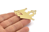 Brass Triangle Charm, 6 Raw Brass Diamond Charms With 2 Loops (51x22x1mm) M01148