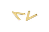 Brass V Shape, 24 Raw Brass V Shaped Charms With 2 Holes (19x15x1mm) M01167