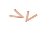 Copper V Shape, 12 Raw Copper V Shaped Charms With 2 Holes (23x19x1mm) M01165