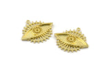 Brass Eye Charm, 2 Raw Brass Eye Charms With 1 Loop, Pendants - Pad Size 2mm (27x25x2mm) N1454
