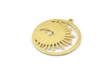 Brass Eye Charm, Raw Brass Eye Charms With 1 Loop, Pendants (30x28x1mm) N1453