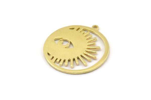 Brass Eye Charm, Raw Brass Eye Charms With 1 Loop, Pendants (30x28x1mm) N1453
