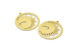Brass Eye Charm, Raw Brass Eye Charms With 1 Loop, Pendants (30x28x1mm) N1453