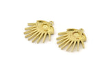 Brass Eye Charm, 2 Raw Brass Eye Charms With 1 Loop, Pendants (24x22x2mm) N1459