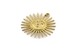 Brass Sun Charm, 2 Raw Brass Sun Charms With 1 Loop, Findings (30x28mm) N1480