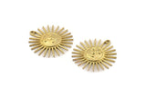Brass Sun Charm, 2 Raw Brass Sun Charms With 1 Loop, Findings (30x28mm) N1480