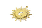 Brass Moon Charm, 2 Raw Brass Crescent Moon Charms With 1 Loop (36x32x1mm) N1479