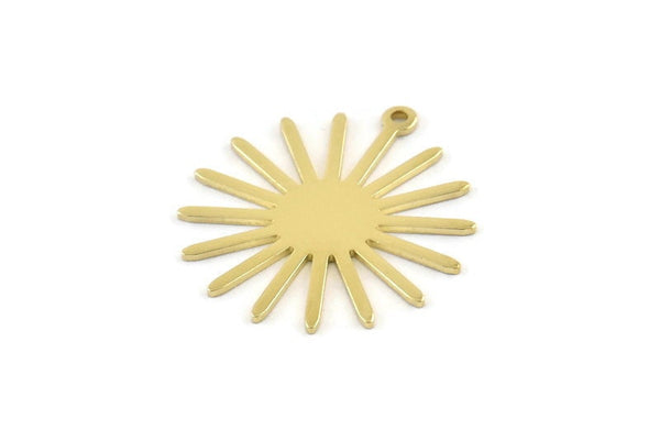 Brass Sun Charm, 12 Raw Brass Sun Charms With 1 Loop (27x25x0.80mm) A1727 M01676
