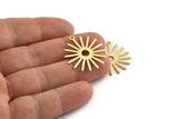 Brass Sun Charm, 12 Textured Raw Brass Sun Charms With 1 Loop (27x0.80mm) M01646