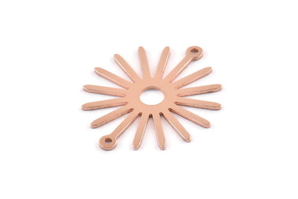 Bakır Güneş Charm, 2 Döngülü 12 Ham Bakır Güneş Bağlantı Parçası, Kolye Uçları (29x25x0,80 mm) M01672