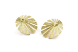 Brass Sun Earring, 2 Raw Brass Rising Sun Flag Stud Earrings - Pad Size 3mm (29x28x1.2mm) N1425