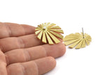 Brass Sun Earring, 2 Raw Brass Rising Sun Flag Stud Earrings - Pad Size 3mm (29x28x1.2mm) N1425