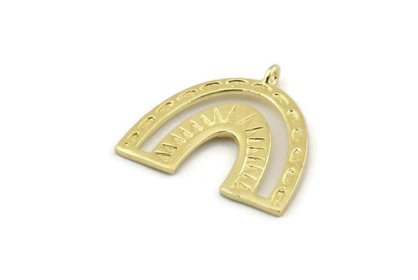 Brass Charm, Raw Brass, Brass Pendants, Charm Pendants, Brass U Shape Charms With 1 Loop (25x23x1.2mm) N1461