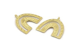 Brass Charm, Raw Brass, Brass Pendants, Charm Pendants, Brass U Shape Charms With 1 Loop (25x23x1.2mm) N1461