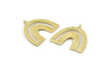 Brass Charm, 2 Raw Brass, Brass Pendants, Charm Pendants, Brass U Shape Charms With 1 Loop (25x23x1.2mm) N1461