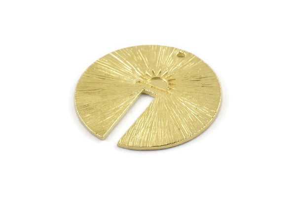 Brass Round Charm, 2 Textured Raw Brass Round Charms With 1 Hole, Blanks (29x1.2mm) N1429