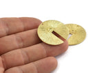 Brass Round Charm, 2 Textured Raw Brass Round Charms With 1 Hole, Blanks (29x1.2mm) N1429