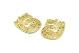 Brass Bird Charm, 2 Raw Brass Bird Charms With 1 Loop, Findings (33x26x1mm) N1476