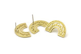 Earring Studs, 4 Raw Brass - U Shape Earrings - Brass Earrings - Earrings (15x24x1mm) N1475