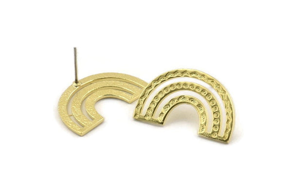 Earring Studs, 4 Raw Brass - U Shape Earrings - Brass Earrings - Earrings (15x25x1mm) N1472