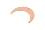 Copper Moon Charm, 4 Raw Copper Crescent Moon Charms With 1 Hole (46x11x0.90mm) M571