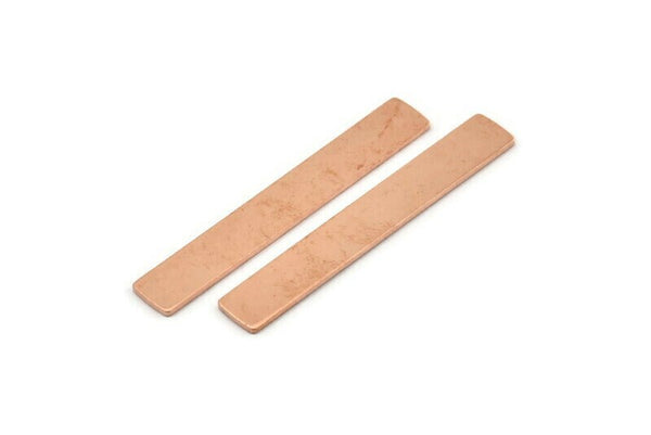 Copper Rectangle Blank, 10 Raw Copper Rectangle Stamping Blanks (41x6x0.80mm) M524