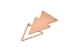 Copper Triangle Charm, 4 Raw Copper Triangle Charms With 3 Holes (47x21x1mm) M1092