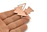Copper Triangle Charm, 4 Raw Copper Triangle Charms With 3 Holes (47x21x1mm) M1092