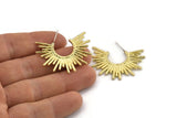 Brass Sun Earring, 2 Raw Brass Sun Stud Earrings (38mm) N1470