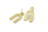 Earring Studs, 4 Raw Brass - U Shape Earrings - Brass Earrings - Earrings (15x27x1.2mm) N1466