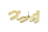 Earring Studs, 4 Raw Brass - U Shape Earrings - Brass Earrings - Earrings (15x27x1.2mm) N1466