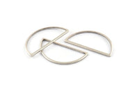 Silver Half Moon, 25 Antique Silver Plated Brass Semi Circle Connectors (14x28x1mm) A1700 Q0703