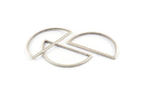 Silver Half Moon, 25 Antique Silver Plated Brass Semi Circle Connectors (14x28x1mm) A1700 Q0703