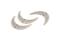 Silver Moon Charm, 6 Textured Antique Silver Plated Brass Crescent Moon Charms With 2 Holes (30x8x1mm) D1391 H1292