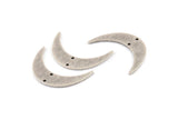 Silver Moon Charm, 6 Textured Antique Silver Plated Brass Crescent Moon Charms With 2 Holes (30x8x1mm) D1391 H1292