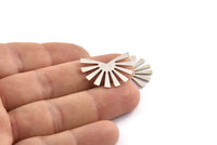 Silver Sun Blank, 12 Antique Silver Plated Brass Rising Sun Flag Blanks, Findings (25x17x0.60mm) D945