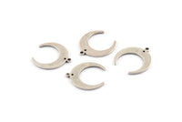 Silver Moon Charm, 12 Antique Silver Plated Brass Crescent Moon Charms With 1 Loop And 1 Hole (19x18x1mm) D0708