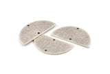 Semi Circle Charm, 4 Textured Antique Silver Plated Brass Half Moon Blanks With 2 Holes (30x15x0.80mm) D1392