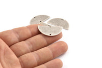 Semi Circle Charm, 4 Textured Antique Silver Plated Brass Half Moon Blanks With 2 Holes (30x15x0.80mm) D1392