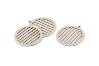 Silver Round Charm, 6 Antique Silver Plated Brass Round Charms With 1 Loop (27x25x0.60mm) D1389