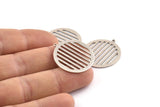 Silver Round Charm, 6 Antique Silver Plated Brass Round Charms With 1 Loop (27x25x0.60mm) D1389