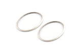 Silver Oval Connector, 12 Antique Silver Plated Brass Oval Connectors, Charms, Findings (28x21x1mm) A1706 H0949