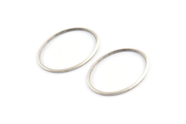 Silver Oval Connector, 12 Antique Silver Plated Brass Oval Connectors, Charms, Findings (28x21x1mm) A1706 H0949