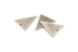Silver Triangle Charm, 6 Textured Antique Silver Plated Brass Triangle Charms With 1 Hole (28x22x1mm) D1398