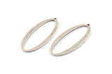 Silver Oval Charm, 6 Antique Silver Plated Brass Oval Charms With 1 Loop (39x18x1mm) D1576