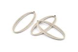 Silver Oval Charm, 6 Antique Silver Plated Brass Oval Charms With 1 Loop (39x18x1mm) D1576