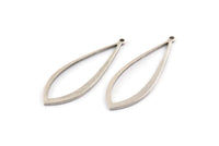 Silver Drop Charm, 12 Antique Silver Plated Brass Drop Charms With 1 Loop (37x13x1mm) D1541 H1355
